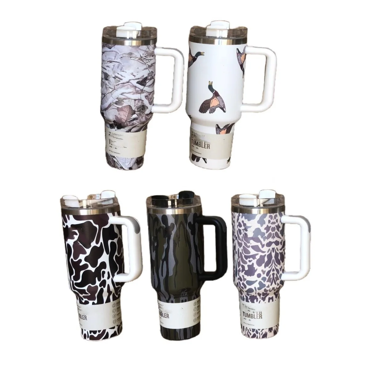 Leopard print camouflage delicate 40oz  water mug cups with straw designer 40 oz  straw cup tumbler