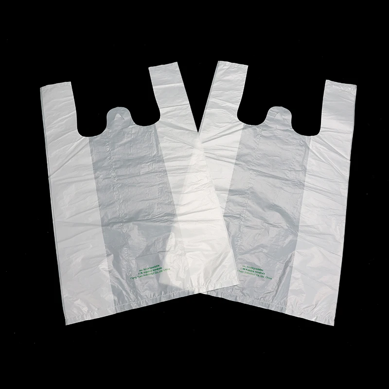 Custom print logo cornstarch plastic shopping carry bag eco supermarket plastic handbag bioplastic T-shirt bag