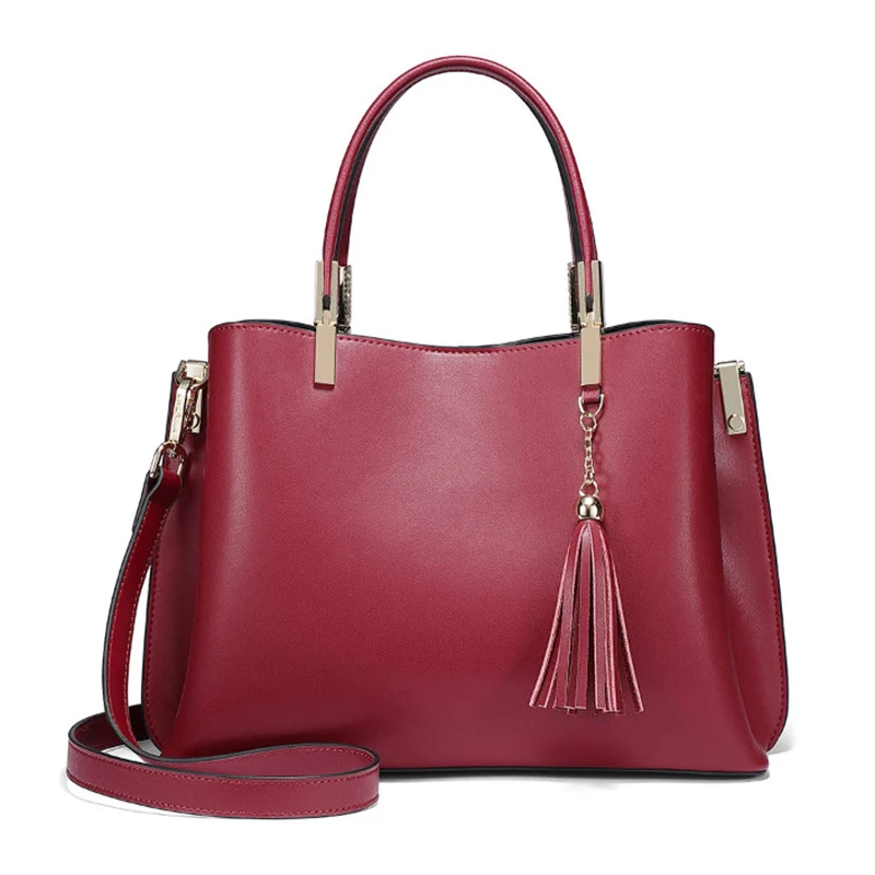 Fashion italian leather handbag oem lady Elegance hand bag tassel purses handbags ladies