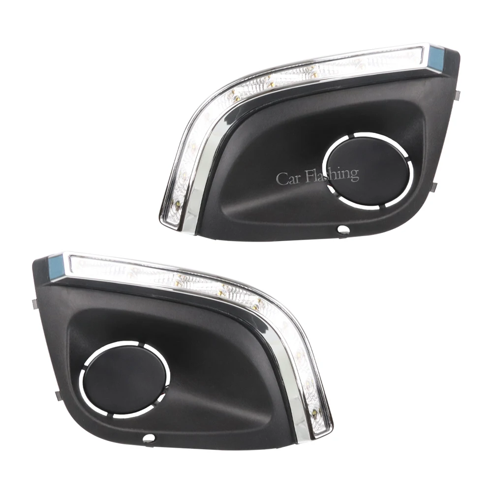 DRL For LADA Kalina 2014 2015 Front Bumper LED Daytime Running Light with Turn Signal Lights Fog Lamp