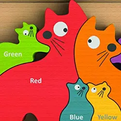 Eco-friendly toysWooden Dog Family Color Names Puzzle for Toddlers Custom Cube Puzzle Educational Blocks Toys