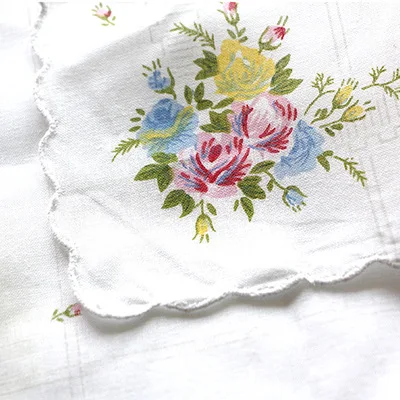 Soft 100% Cotton Printed Hanky Quality Mix Colors Floral Handkerchief Classic Ladies Handkerchief