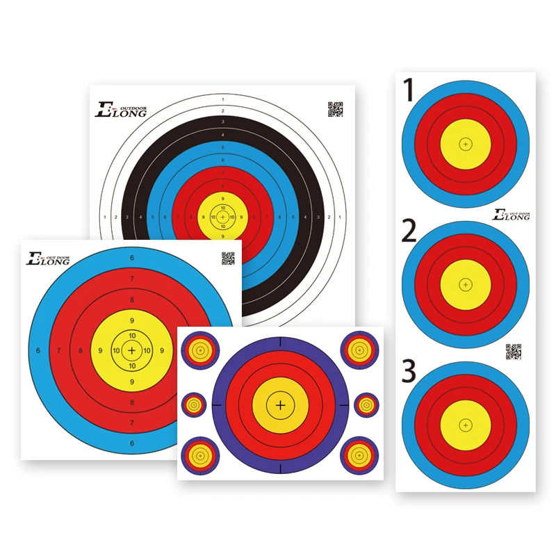 Elong Archery Target Paper 60cm 40cm 3 Spot Standard 6-10 Rings Full Face Indoor Shooting Practice Training Target Paper