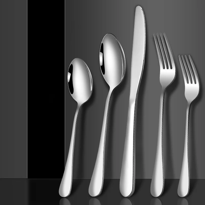 Wholesale Stainless Steel Golden Silverware Wedding Cutlery Set Spoon and Fork Restaurant Cheap Custom Logo Factory