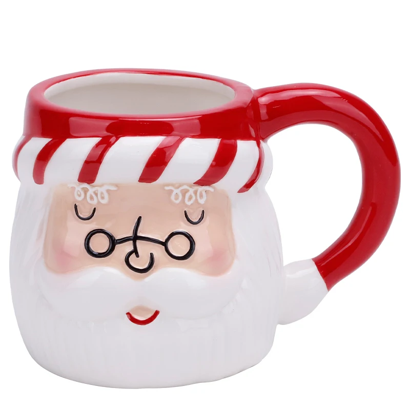 Redeco Custom Creative Santa Claus Cup Large Capacity Ceramic Christmas Mug For Drinking Coffee Water Tea Milk