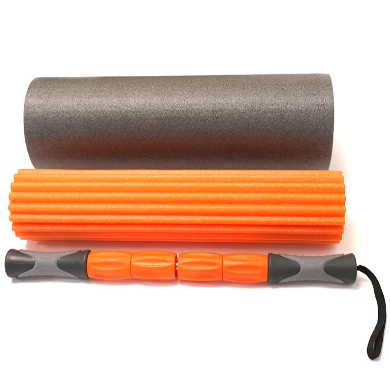 Amyup high density 3 in 1 pe foam roller and massage stick set