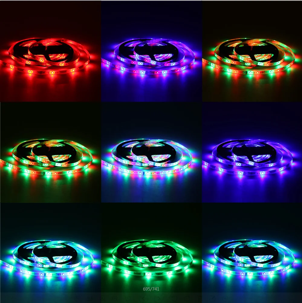 2835 5050 DC12V Гибкая RGB ТВ ПОДСВЕТКА комплект IP65 водонепроницаемый 5 м Светодиодные полосы света с ИК-пульт дистанционного управления 24-мя