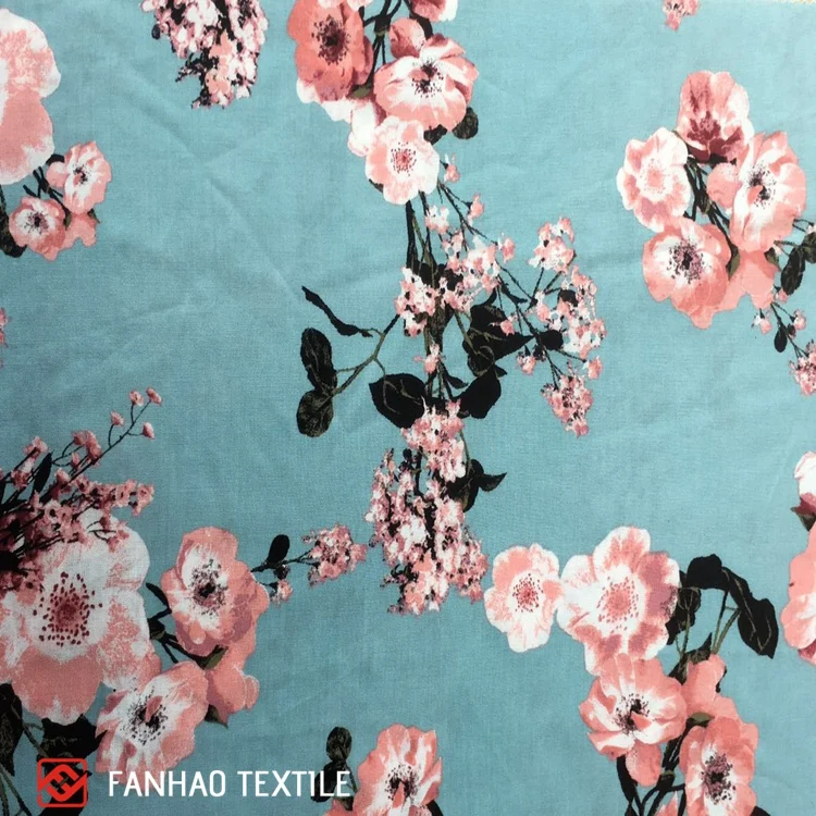 2022 New design breathable absorb-moisture 80gsm flower pattern 100% rayon voile fabric for dress
