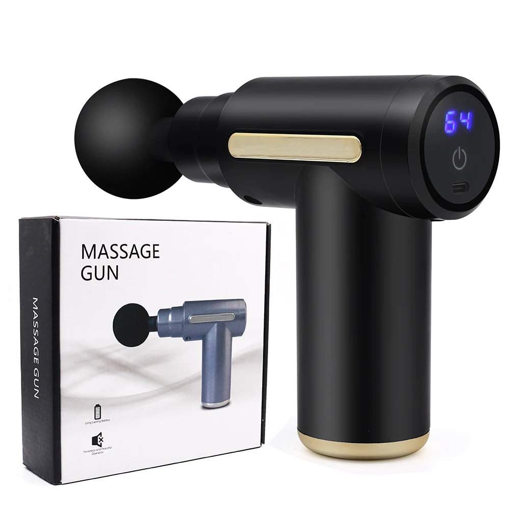 Portable Multifunction Deep Muscle Massager Small Vibration Massage Gun With 4 Massage Heads