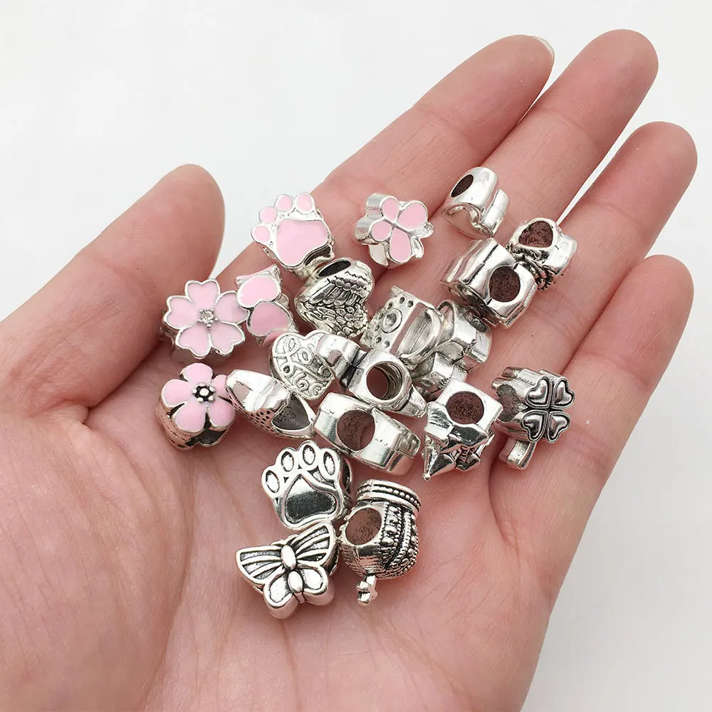 Rhinestone European Beads Large Hole Spacer Beads Crystal Colorful Beads for DIY Necklace Bracelet Jewelry Making kit