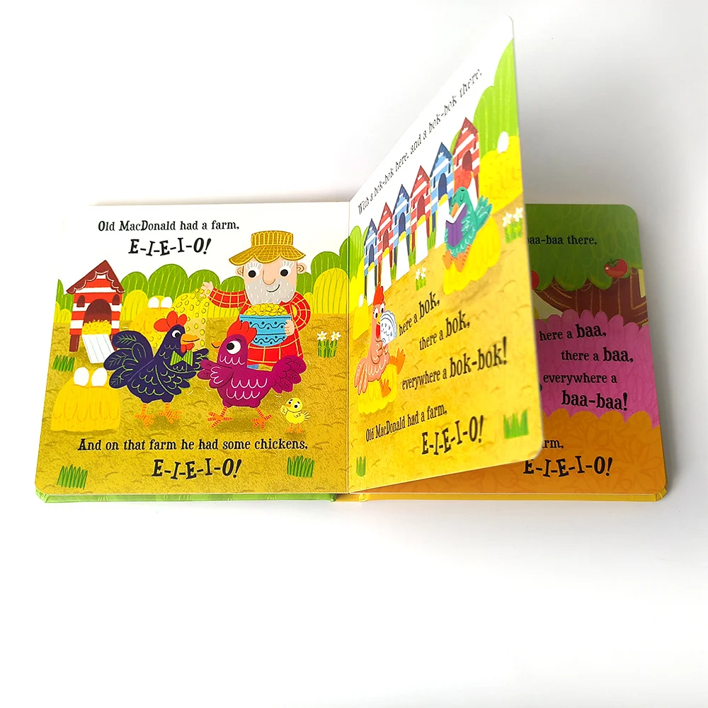 Children book printing soft cover Old macdonald Had a farm board books publish printed kindergarten Education books