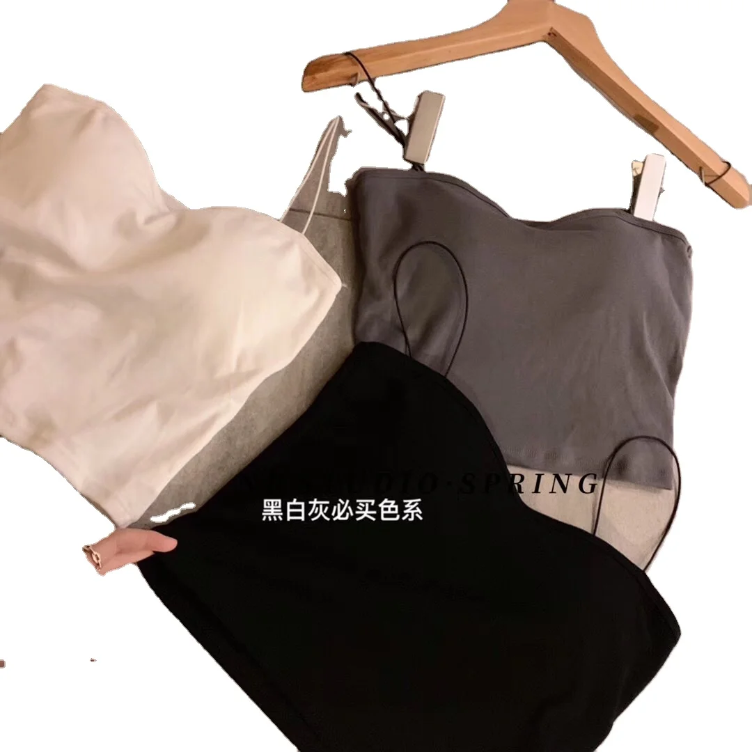 Excellent quality low price back vest with removeable chest pads and fitted tank top threaded cotton camisole