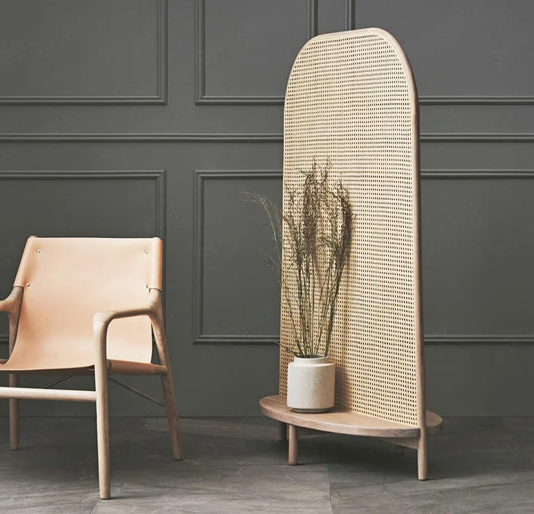 Nordic natural rattan cane furniture partition screen solid wood hotel living room entrance bedroom divider screen