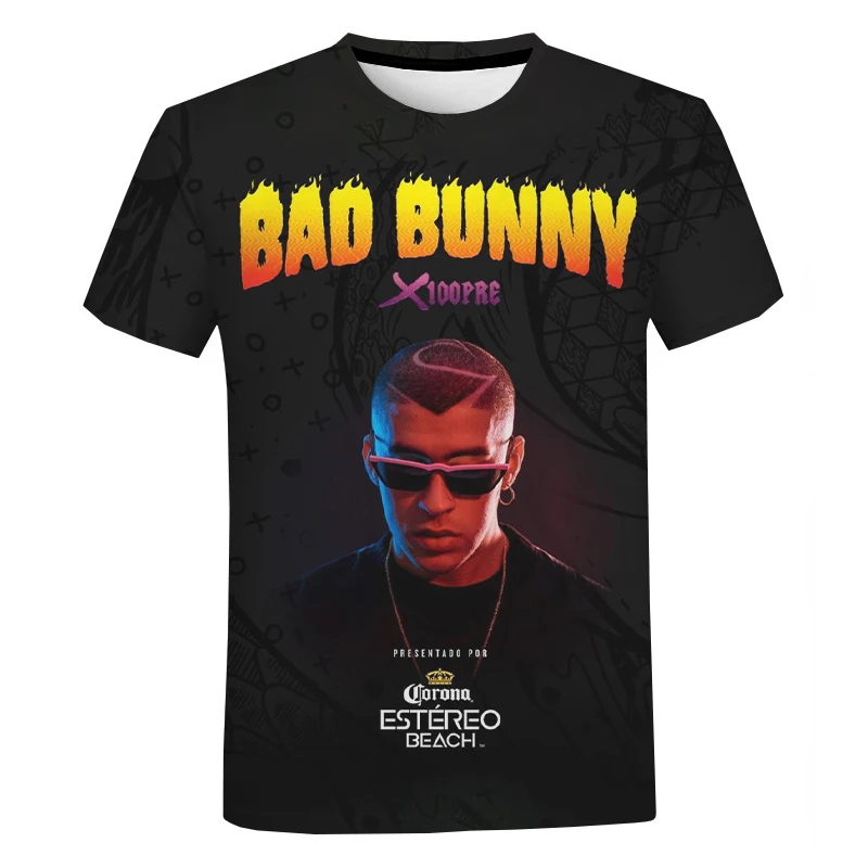 Hot Bad Bunny 3D Print T-Shirts For Women Casual Short Sleeve Hip Hop Rock Punk Men Streetwear Oversized T Shirt