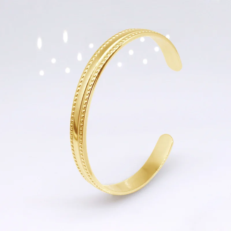 Wholesale Casual Couple Girls Accessories Opening Stamping Blanks Bangles Women Gold Cuff Bracelet