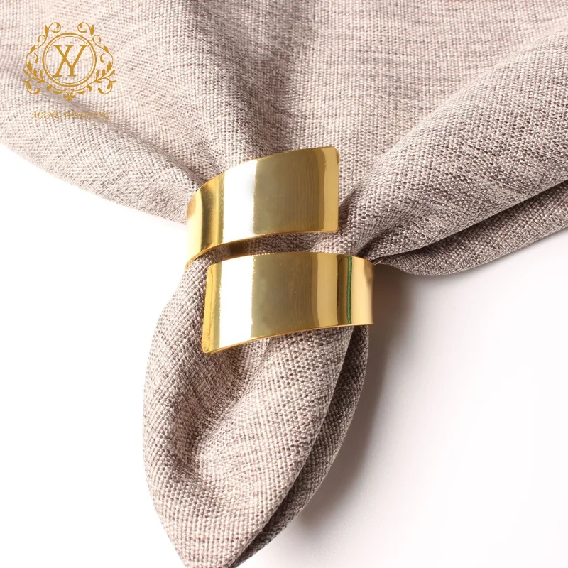 New Metal Electroplated Simple Napkin Buckle Glossy Gold Napkin Ring for Wedding Party Table Decoration