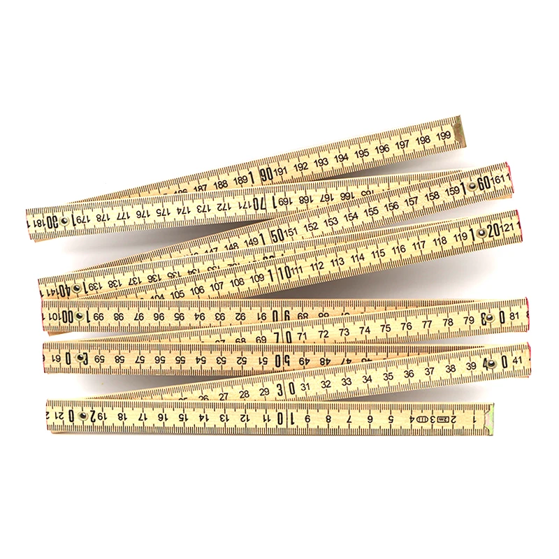 2M Straight Ruler Wood Folding Scale Ruler with Logo Printed for Promotion and Advertising