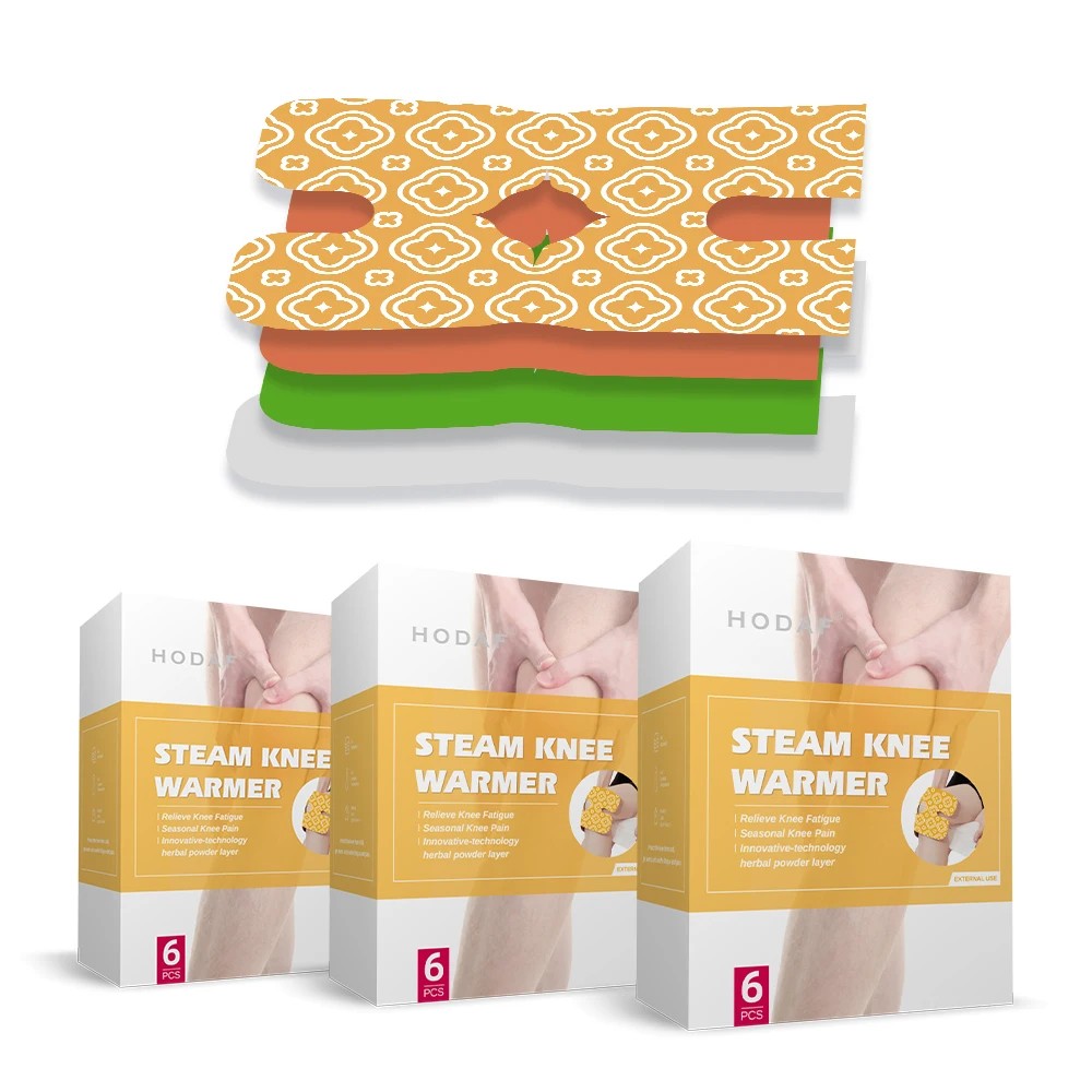 High Quality Free Sample Relieve Pain Knee Patch Wormwood Steam Knee Warmer Disposable Self Heating Knee Warmer
