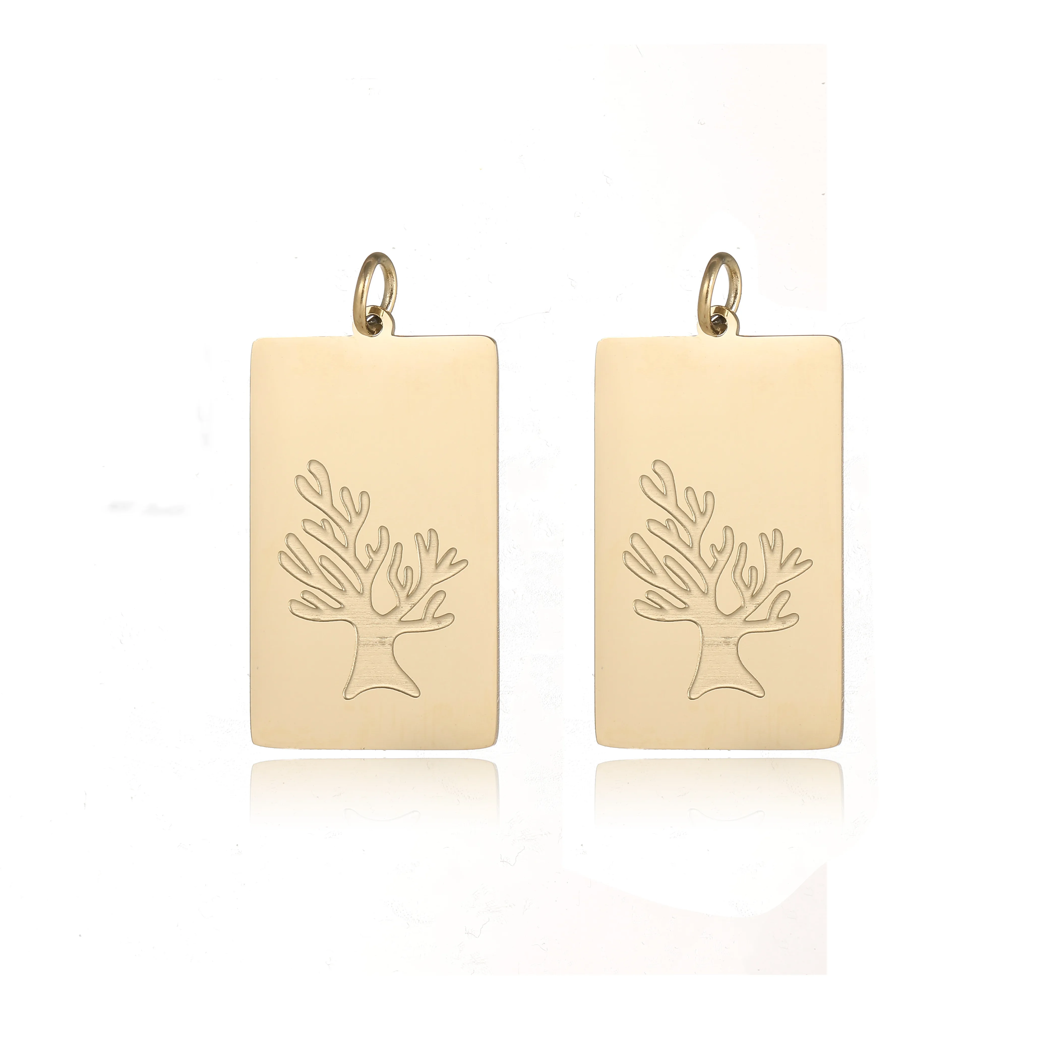 Female Necklaces Accessorie Tainless Steel Square Brand Tree Of Life Pendant Jewellery Making Charm