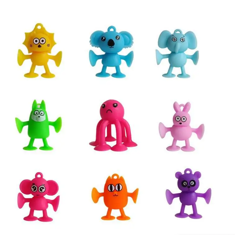 animal sucker toy Sensory Silicone Animal Suckers Mini Sucker Suction Cup Dolls Marine Land Animal Cupule  Action Toy