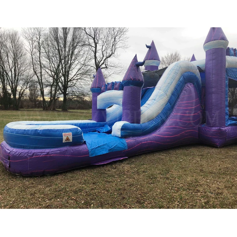 China commercial adult size castle bounce house purple inflatable bouncer combo water slide pool inflatable bouncer for kids