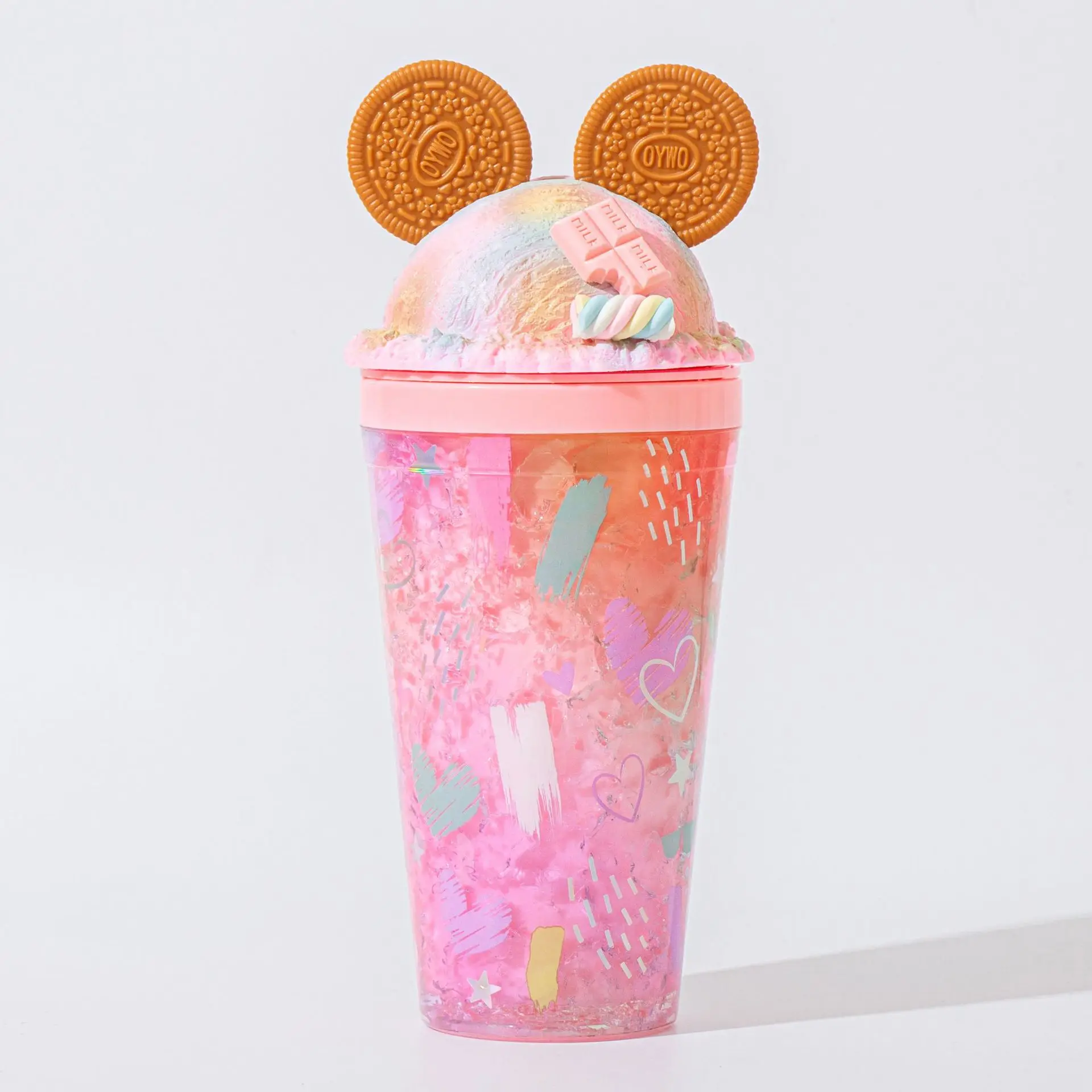 Madou экологически чистые симпатичные для печенья мышки ушные стаканы чайные кофейные двойные пластиковые с соломой