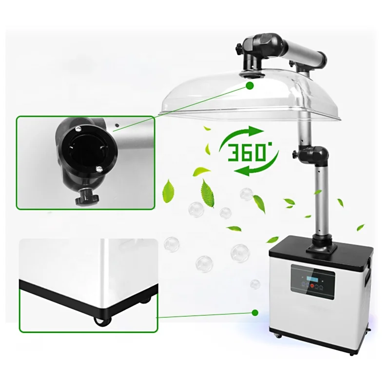 Fume extractor and dust extractor for beauty hair nail salon