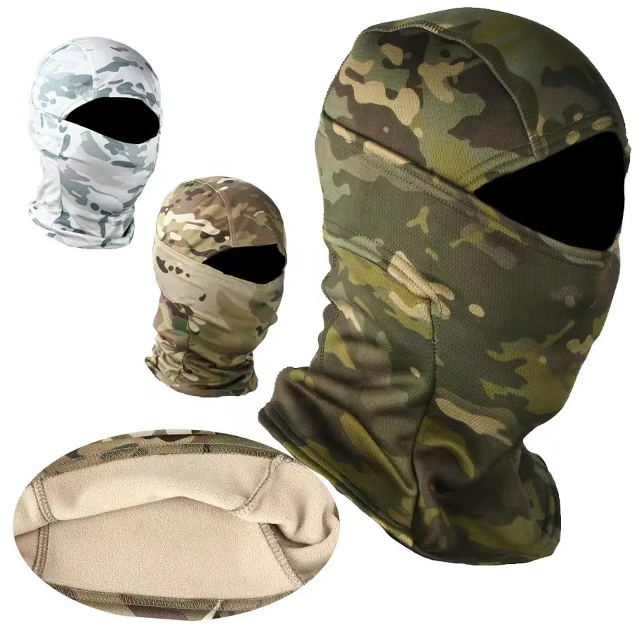 Manufacturers wholesale  warm Winter Camouflage Tactical Ski Thermal Fleece One Hole Hood Face Balaclava cs Game Mask
