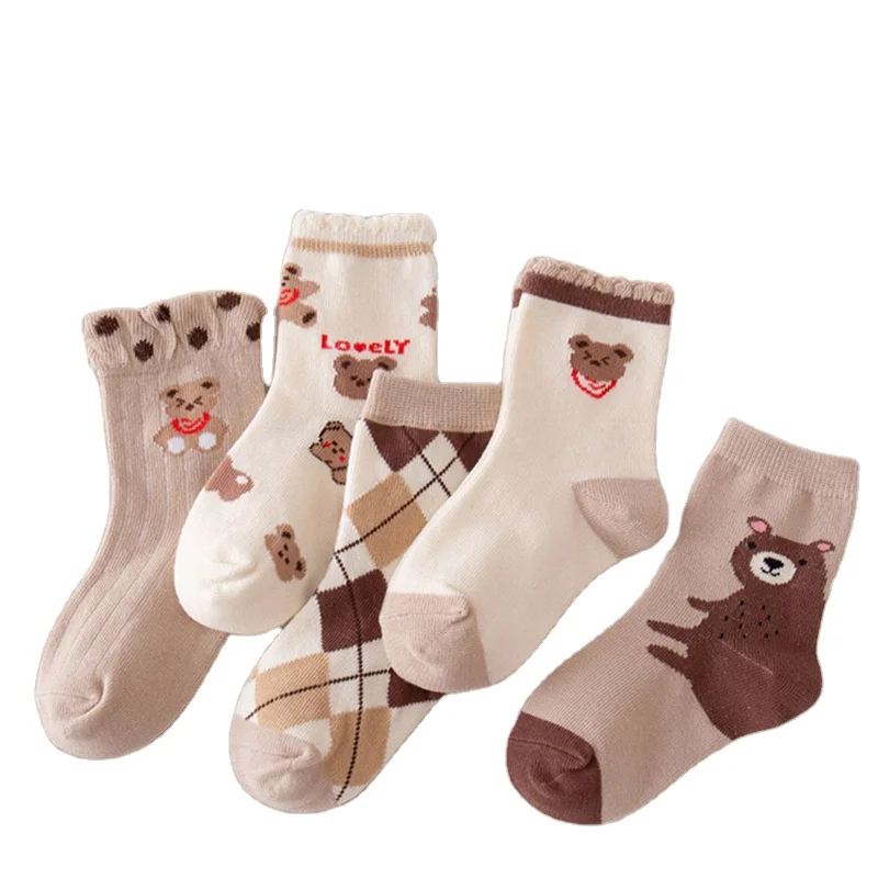 New Baby Kids Soft Cotton Socks Boys Girls Baby Cute Cartoon animal Stripe Dots Fashion Sport Socks Autumn Winter Gift