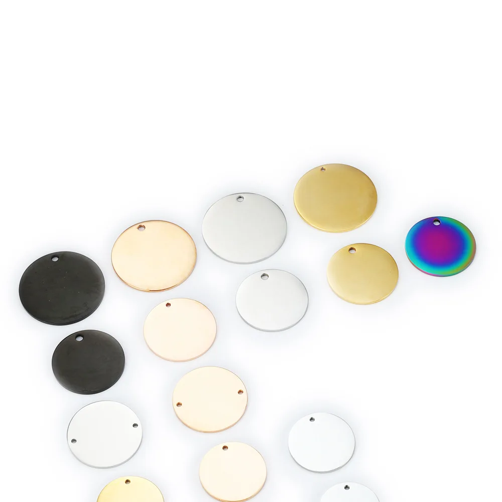 Stainless Steel Mirror Polished 6-30mm Disc Round Tags Pendants for Making Necklace Jewelry
