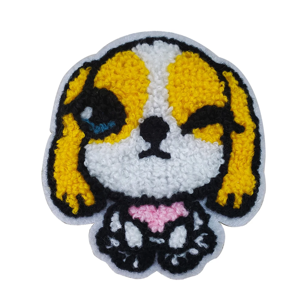 Custom towel chenille anime patches Iron on animal embroidery patches For jacket jeans t-shirts
