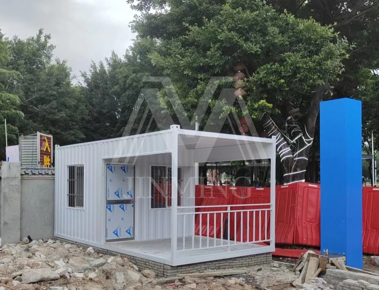 Prefab Steel Structure low cost Portable Modular container Car garage with roller shutter door Storage prefab warehouse