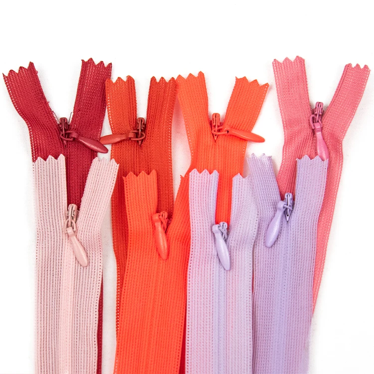 Garment accessories #3 #5 colored custom pillow kid cloth all colour long chain nylon zip open end invisible zipper for clothes