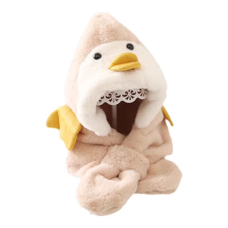 Customized hot sell children penguin scarf cute little yellow duck warm ear protection warm baby hat