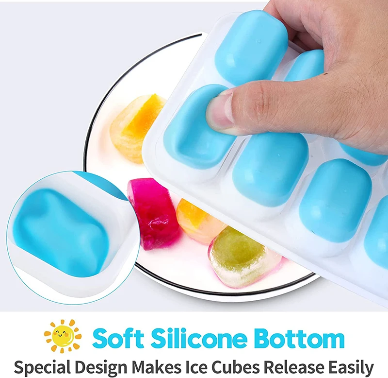 YM Factory Easy Release Creative Christmas Mold BPA free 14 holes silicone ice cube tray with Removable Lid