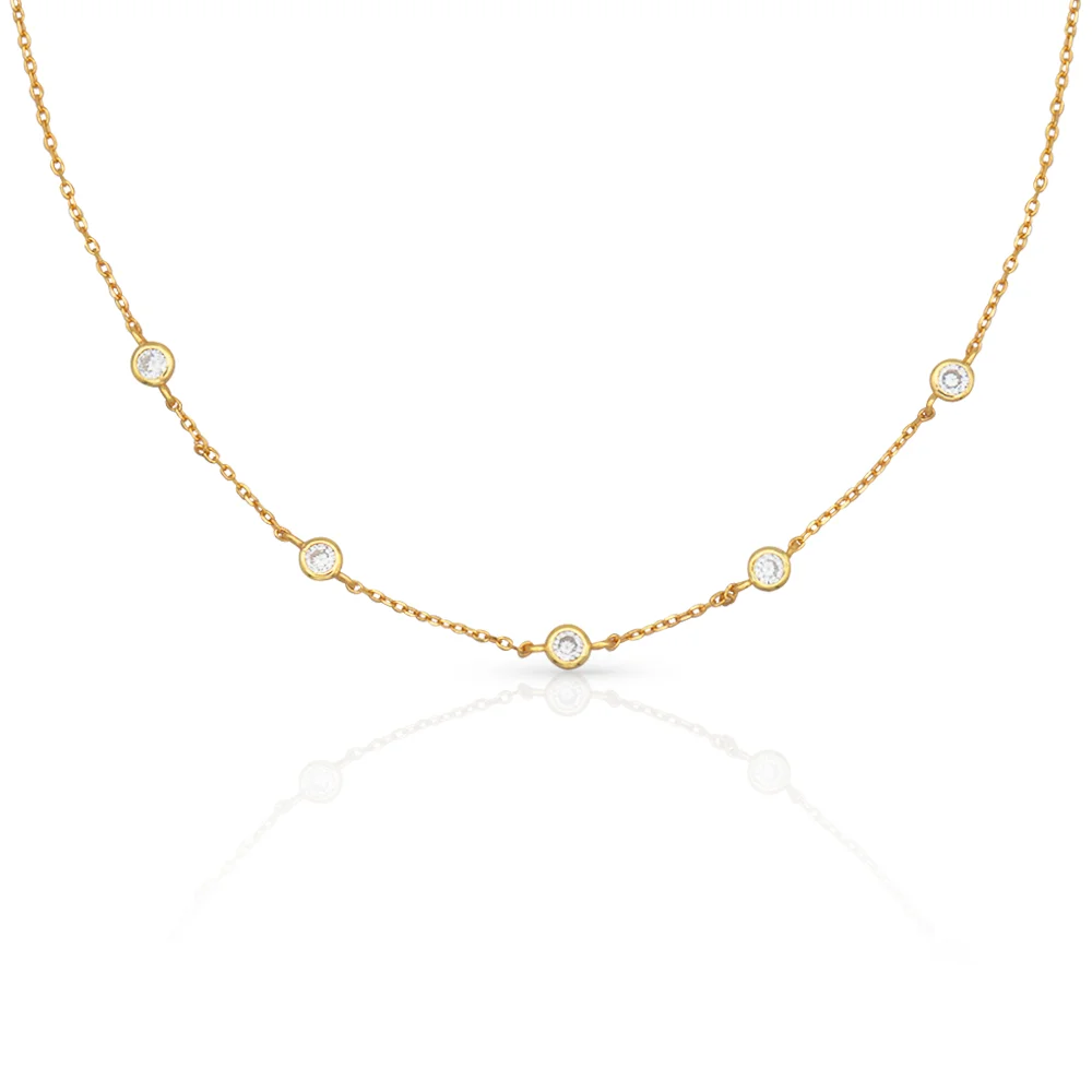 chris april in stock 925 sterling silver gold plated galaxy Zircon choker necklace