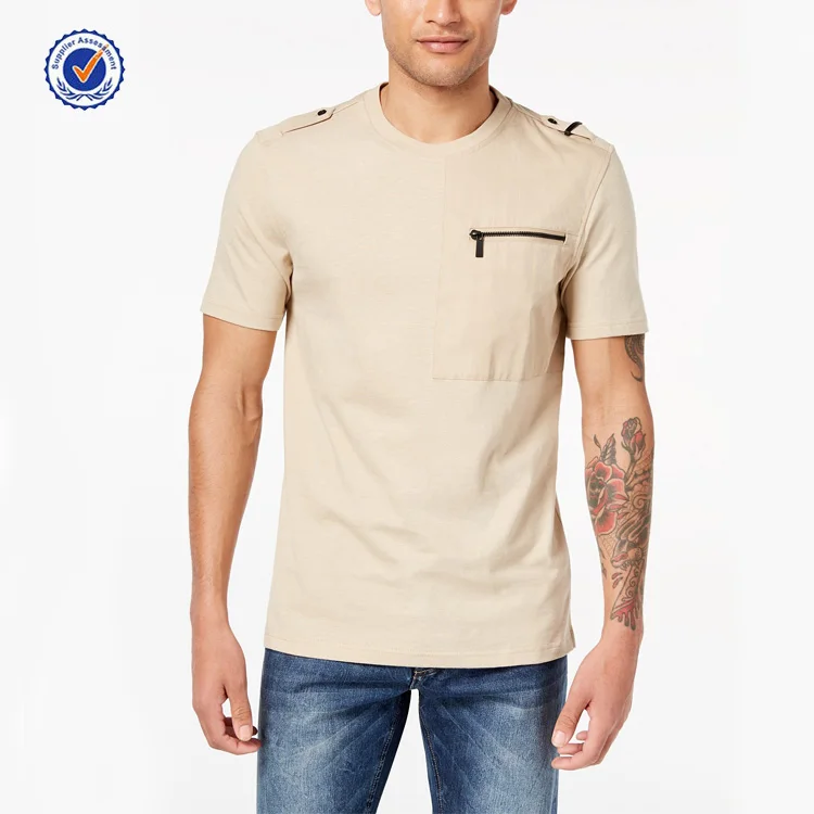 OEM пользовательские оптовые мужские guess фиксированной Zip-Pocket Flight T-Shirt