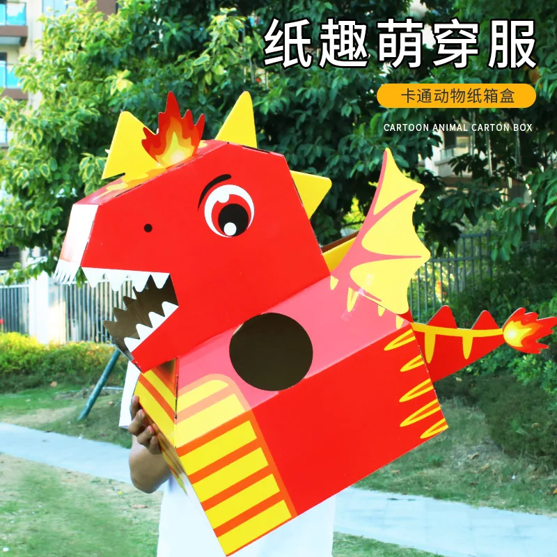Best Seller DIY Wearable Cardboard Animal Cosplay Toys for Kids Plastic Novelty Stress Relief Dinosaurs Fun Families Weekends
