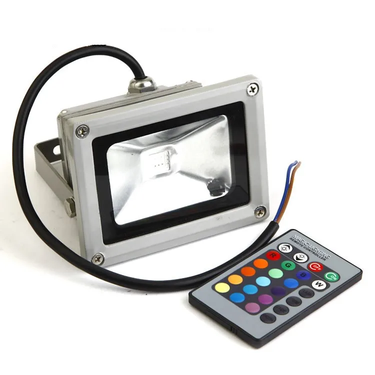 Factory price IP65 10W 20W 30W 50W waterproof plug remote control RGB LED flood light for outdoor party