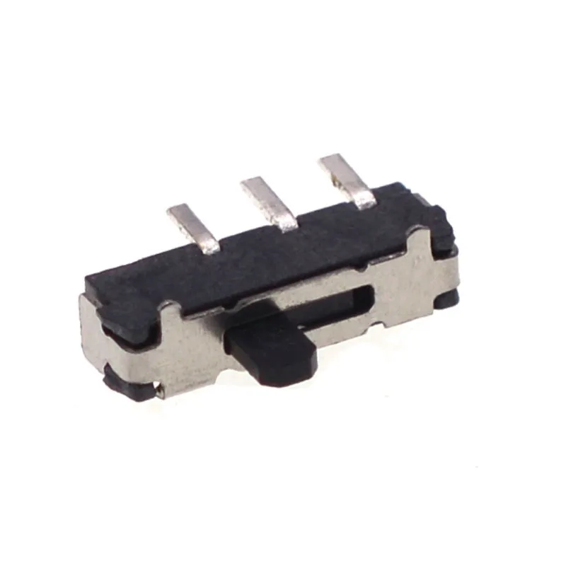 Микро-переключатель слайда, 3 контакта, 2 положения, 1P2T SPDT ВКЛ-ВЫКЛ, прямоугольный сквозной отверстие, ручка PCB, 2,00 мм, переключатель слайда MSK12D18A