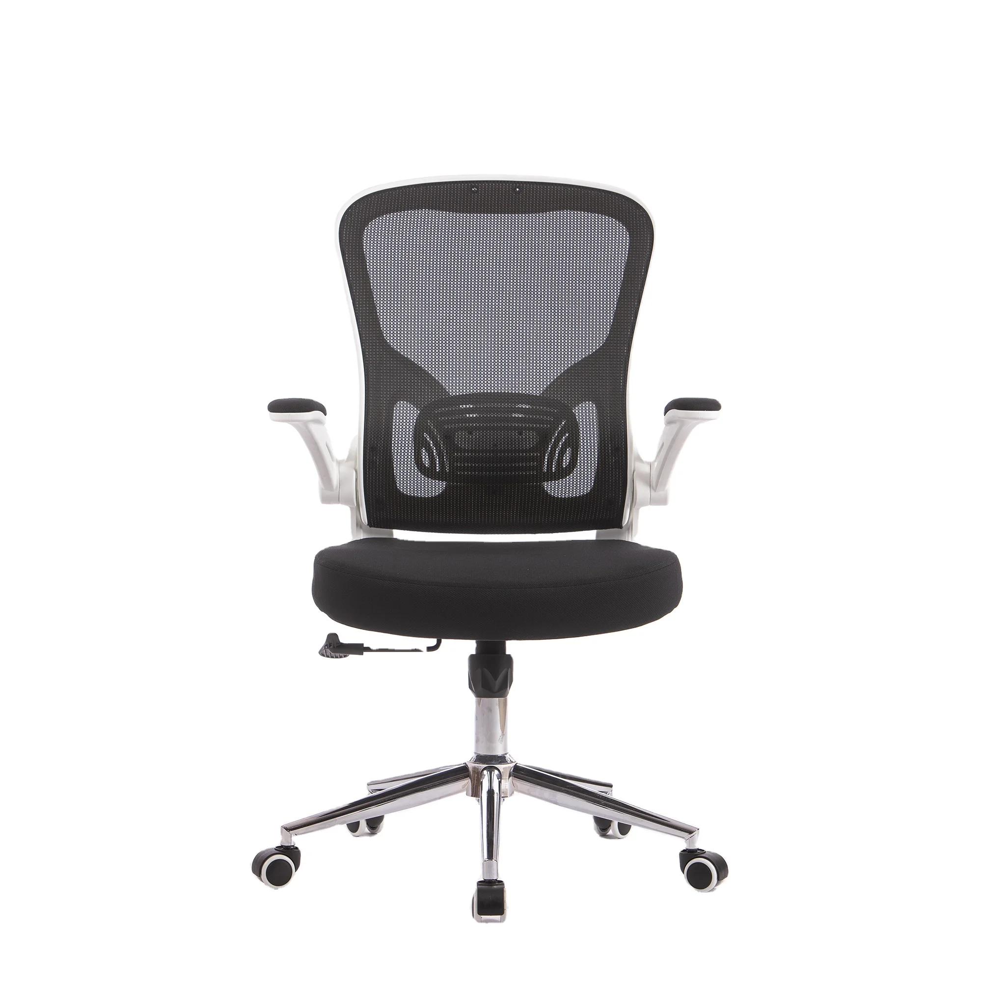 Modern adjustable chromed base flip up armrest lumbar support high quality Mid-back Ergonomic swivel white  Mesh Office Chair