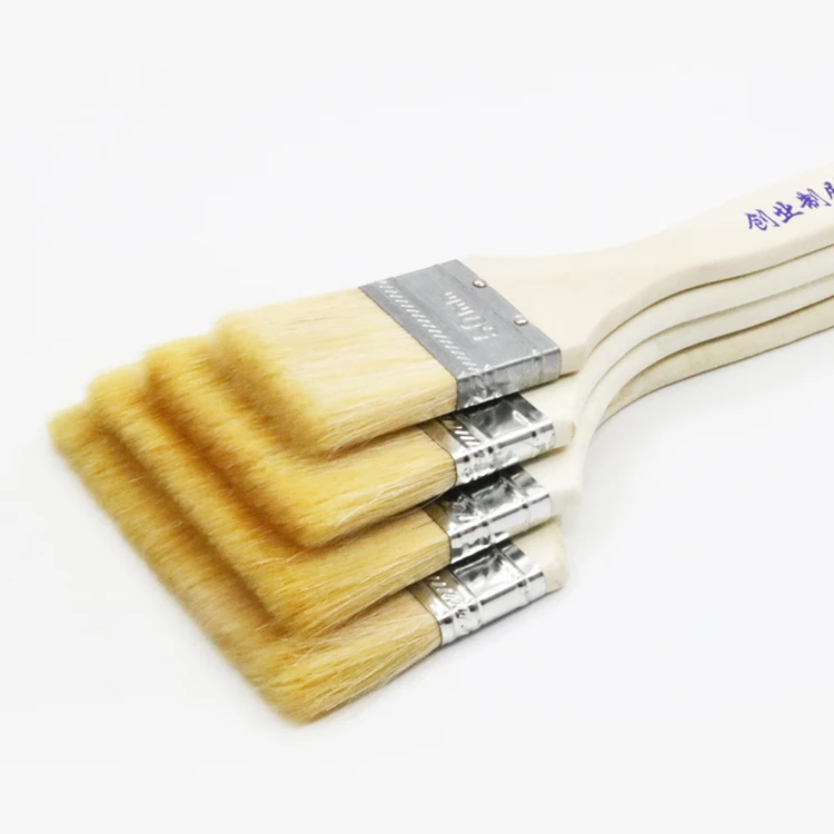 Industrial DIY Grade Goat Hair Wall Paint Brushes Chip Paint Brushes Wood  Handle Polishing Brushes-Customizable  Synthetic