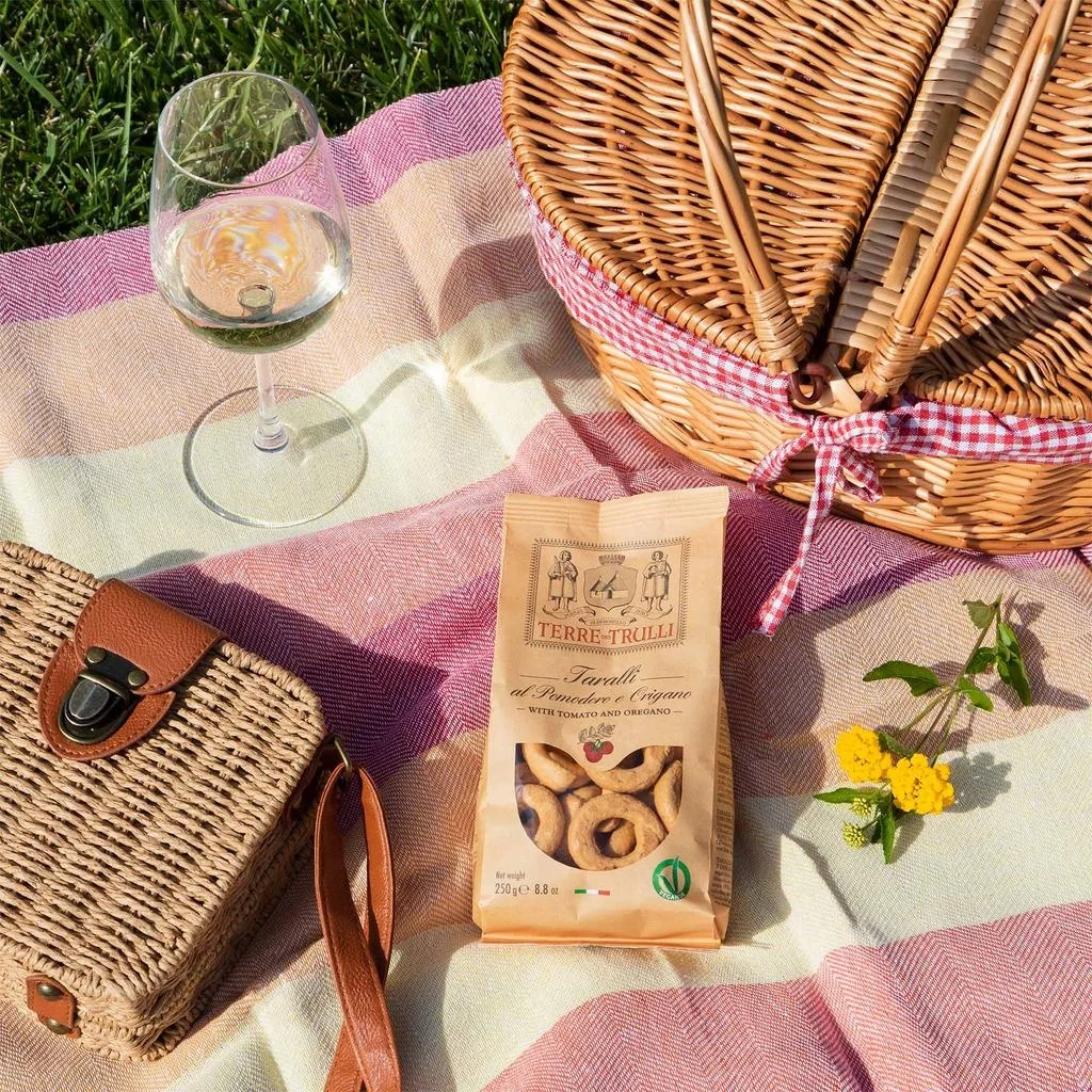 Taralli with Tomato and Oregano 250g 100% RECYCLABLE PAPER PACK - Made in Italy Gourmet grain snacks