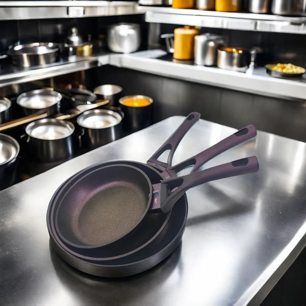 Burgundy Dazzling Non-stick Coating 20 24 28cm Fry Pan Set Aluminum Cookware Set Fry Pan With Thermometer Color Changing