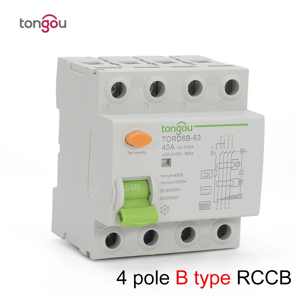 Код Тип B RCCB Американская классификация проводов 2р 4P 63 ампер 10KA 230V 400V 30mA остаточный ток выключателя