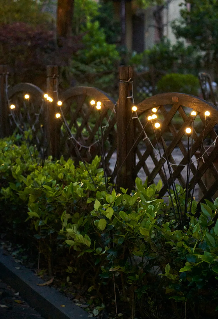 Solar garden Firefly lights LED wind moving fireflies ground plug decoration for holiday swinging