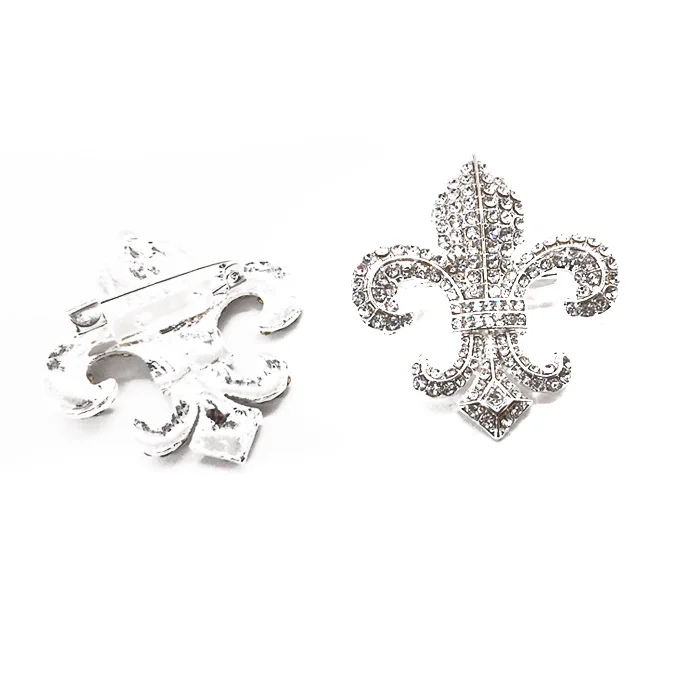 wholesale flatback rhinestone fleur de lis brooch