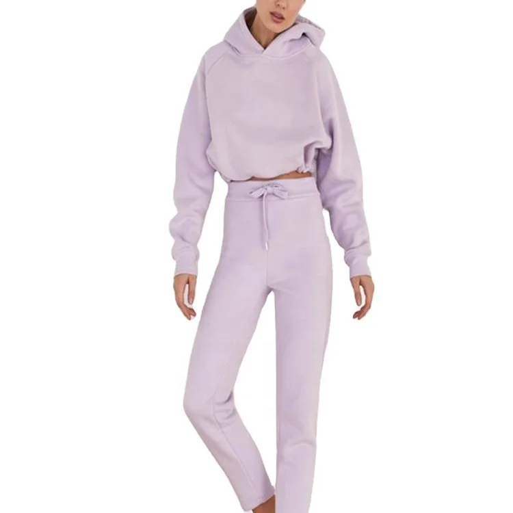 
High quality Women Tracksuit 2020 hoodie Winters Tracksuit. Women Solid Color Hooded Waist Short Sweatshirt 