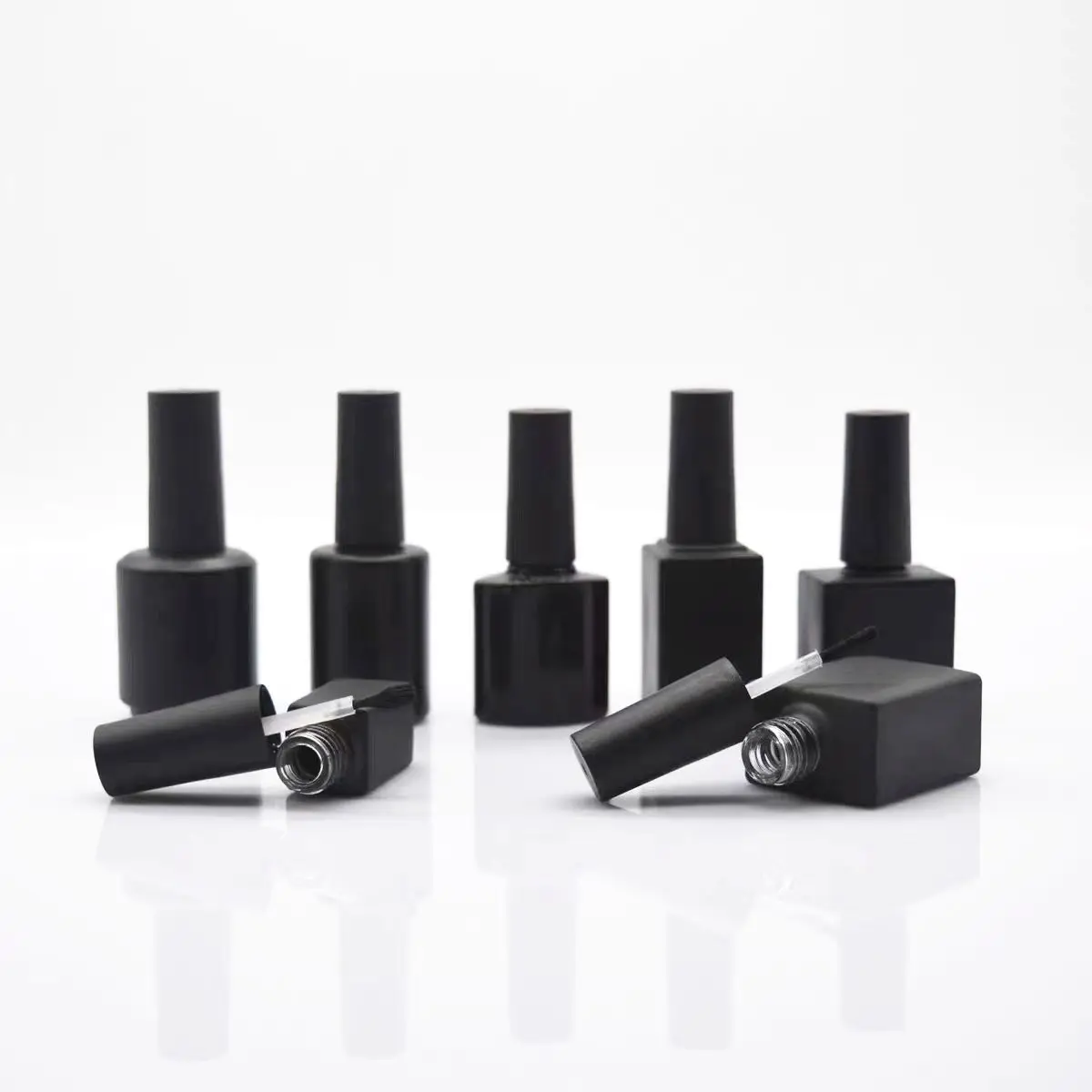 Recyclable Wholesale Empty 10ml 12ml 15ml Clear Amber Matte Black Glass UV  Gel Nail Polish Bottle 10ML with Brush