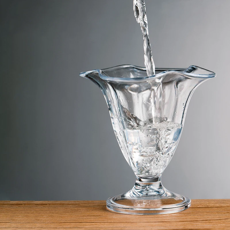 European Style Embossed Acrylic Ice Cream Bowl Creative Dessert Bowl Stained Anti-fall High Transparent Plastic Dessert Bowl